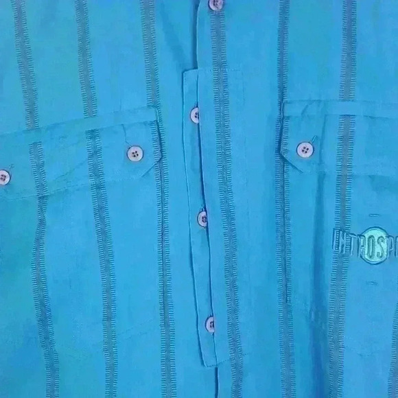 Vintage 90s NWT Introspect Blue Striped s/s Button Down Shirt NEW Deadstock XL - Picture 6 of 13